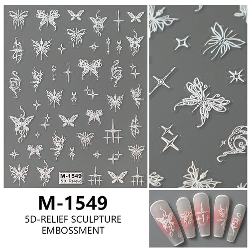 5D Embossed Nail Art Stickers Decals Self-Adhesive Nail Supplies Nail