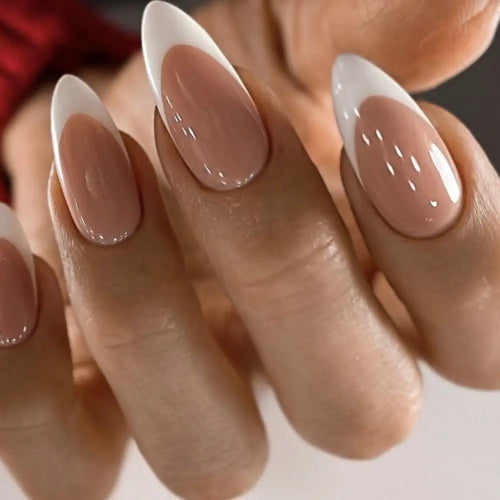 24pcs Almond French Press-On Nails – Summer Glitter Style | Glue-On & Stick-On Set