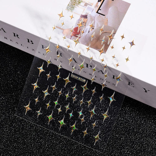 3D Gold Sun, Moon & Star Bronzing Nail Art Sticker – Celestial Design Stickers