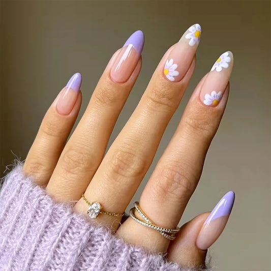 24pcs Purple Press On Nails – Free Glue Included