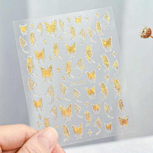 3D Gold Sun, Moon & Star Bronzing Nail Art Sticker – Celestial Design Stickers