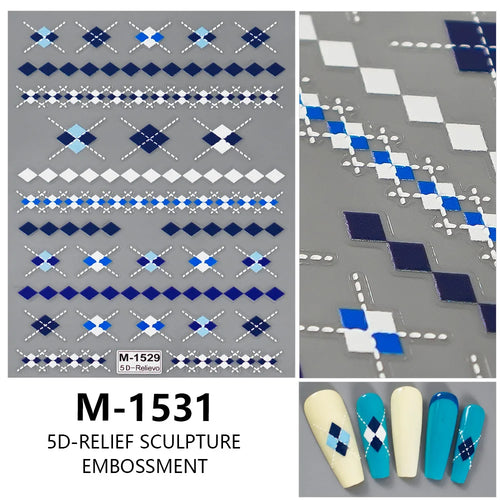 5D Embossed Nail Art Stickers Decals Self-Adhesive Nail Supplies Nail