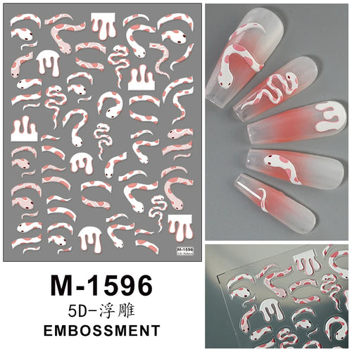 5D Embossed Nail Art Stickers Decals Self-Adhesive Nail Supplies Nail