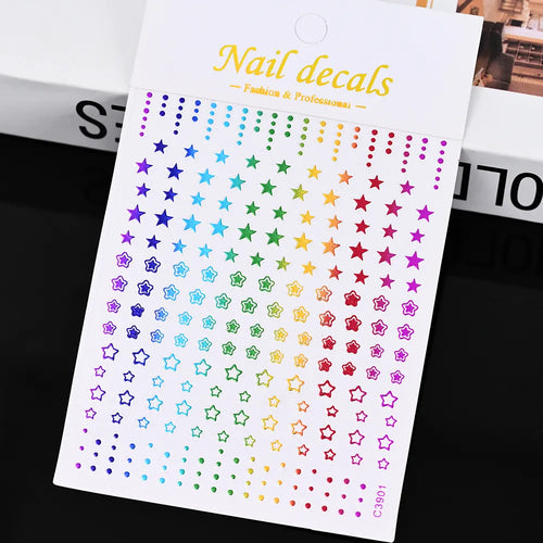 3D Gold Sun, Moon & Star Bronzing Nail Art Sticker – Celestial Design Stickers