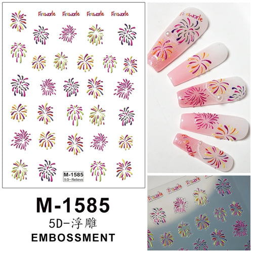 5D Embossed Nail Art Stickers Decals Self-Adhesive Nail Supplies Nail