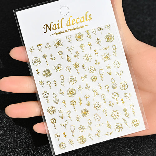 3D Gold Sun, Moon & Star Bronzing Nail Art Sticker – Celestial Design Stickers