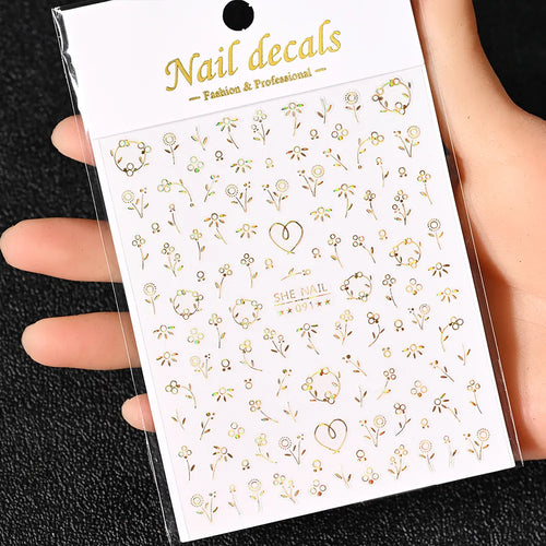 3D Gold Sun, Moon & Star Bronzing Nail Art Sticker – Celestial Design Stickers