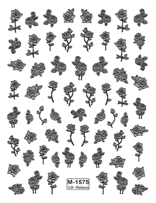 5D Embossed Nail Art Stickers Decals Self-Adhesive Nail Supplies Nail