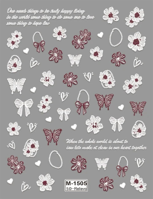 5D Embossed Nail Art Stickers Decals Self-Adhesive Nail Supplies Nail