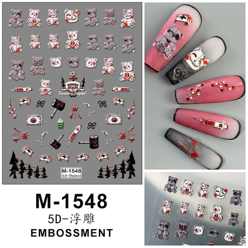 5D Embossed Nail Art Stickers Decals Self-Adhesive Nail Supplies Nail