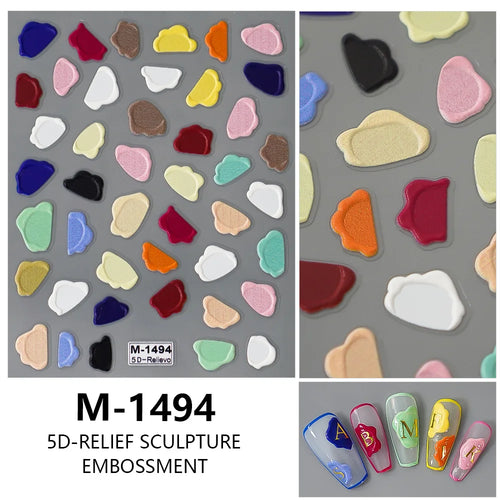 5D Embossed Nail Art Stickers Decals Self-Adhesive Nail Supplies Nail