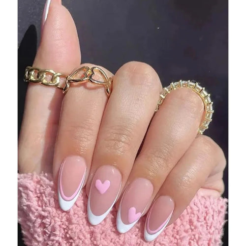 Glossy Press on Nails Set Short Oval Shiny Gradient French Nail Art