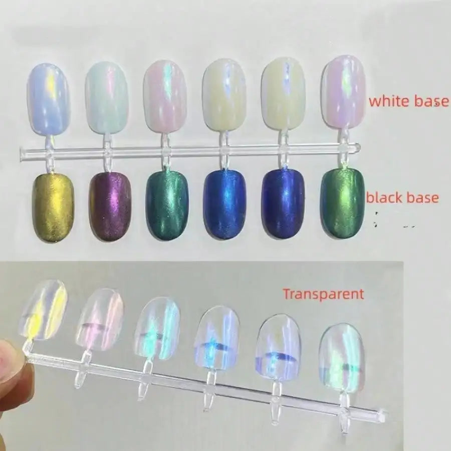Aurora Holographic Nail Powder – Chameleon Mirror Chrome Pigments (6pcs)