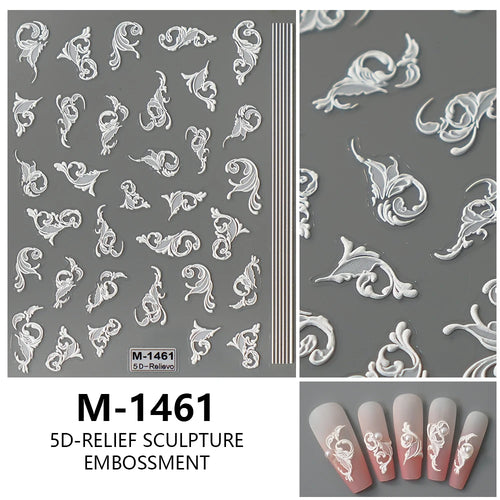 5D Embossed Nail Art Stickers Decals Self-Adhesive Nail Supplies Nail