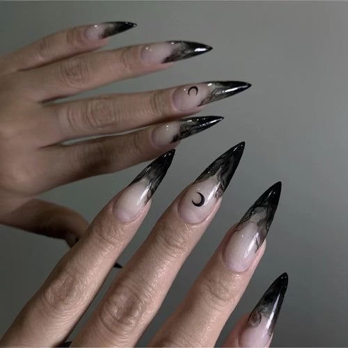 24pcs Almond French Press-On Nails – Summer Glitter Style | Glue-On & Stick-On Set