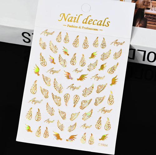 3D Gold Sun, Moon & Star Bronzing Nail Art Sticker – Celestial Design Stickers