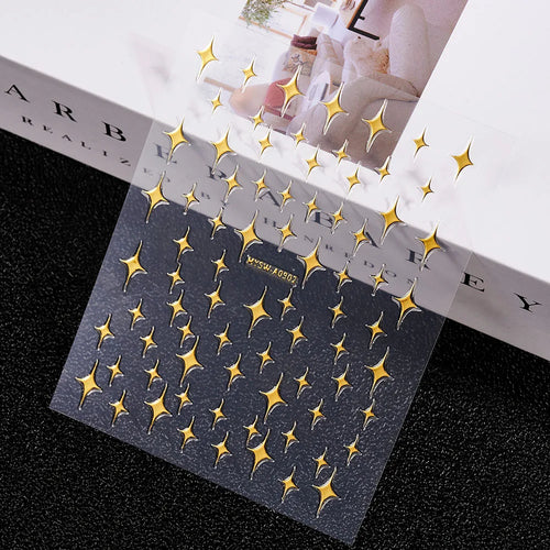 3D Gold Sun, Moon & Star Bronzing Nail Art Sticker – Celestial Design Stickers