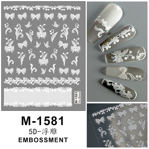 5D Embossed Nail Art Stickers Decals Self-Adhesive Nail Supplies Nail