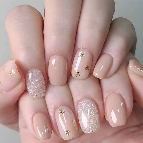 24pcs Short Square Press On  Nails Set