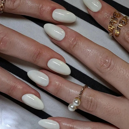 24pcs Almond French Press-On Nails – Summer Glitter Style | Glue-On & Stick-On Set