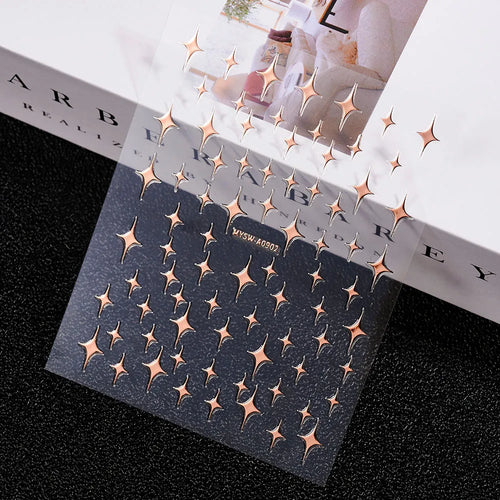 3D Gold Sun, Moon & Star Bronzing Nail Art Sticker – Celestial Design Stickers