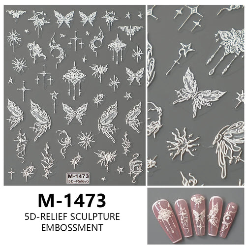 5D Embossed Nail Art Stickers Decals Self-Adhesive Nail Supplies Nail