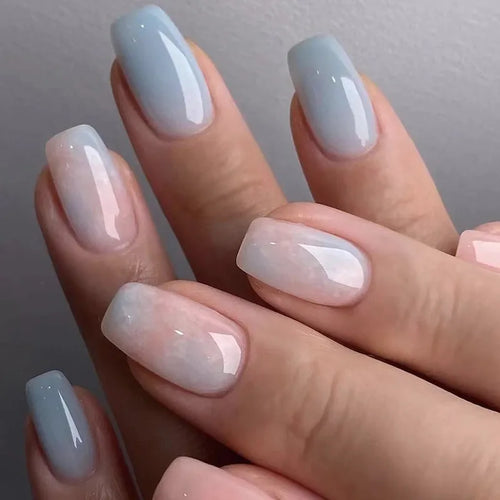 24pcs Short Square Press On  Nails Set