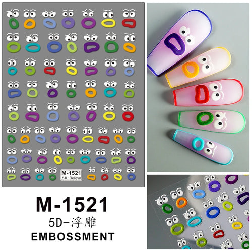 5D Embossed Nail Art Stickers Decals Self-Adhesive Nail Supplies Nail