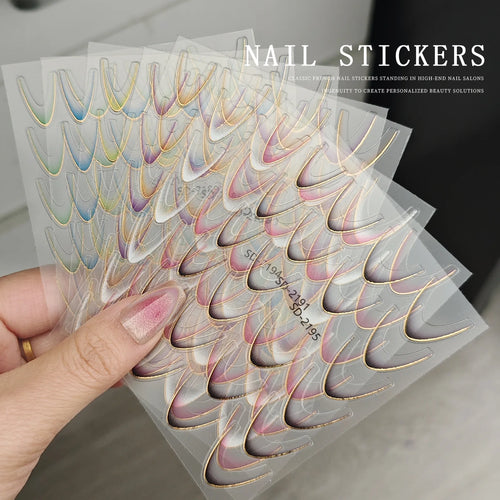 Gold & Silver Nail Art Decal Stickers – Mixed Shapes (5pcs)