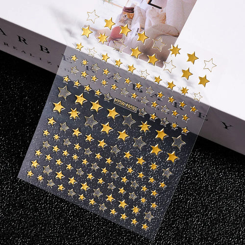 3D Gold Sun, Moon & Star Bronzing Nail Art Sticker – Celestial Design Stickers