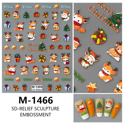 5D Embossed Nail Art Stickers Decals Self-Adhesive Nail Supplies Nail