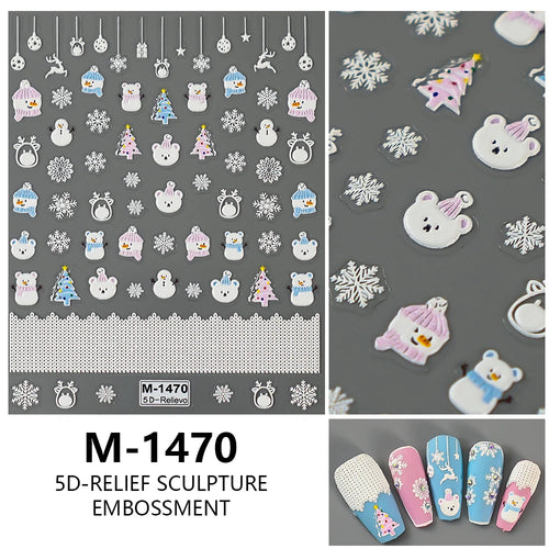 5D Embossed Nail Art Stickers Decals Self-Adhesive Nail Supplies Nail