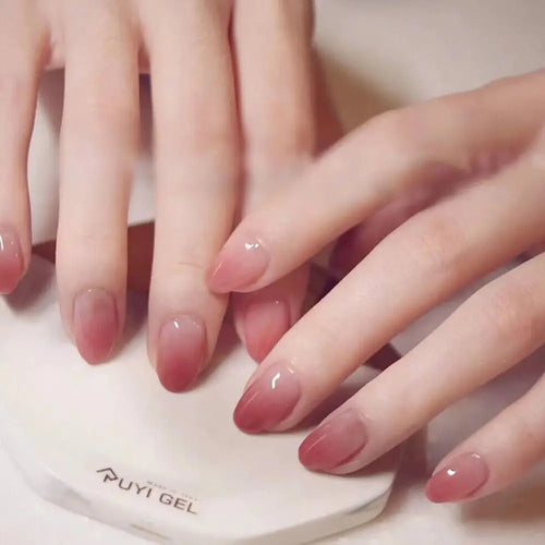 24pcs Almond French Press-On Nails – Summer Glitter Style | Glue-On & Stick-On Set