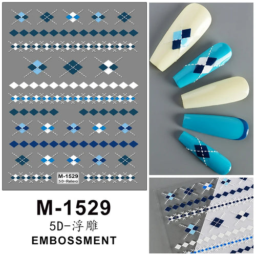 5D Embossed Nail Art Stickers Decals Self-Adhesive Nail Supplies Nail