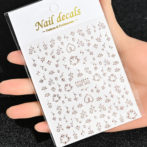 3D Gold Sun, Moon & Star Bronzing Nail Art Sticker – Celestial Design Stickers