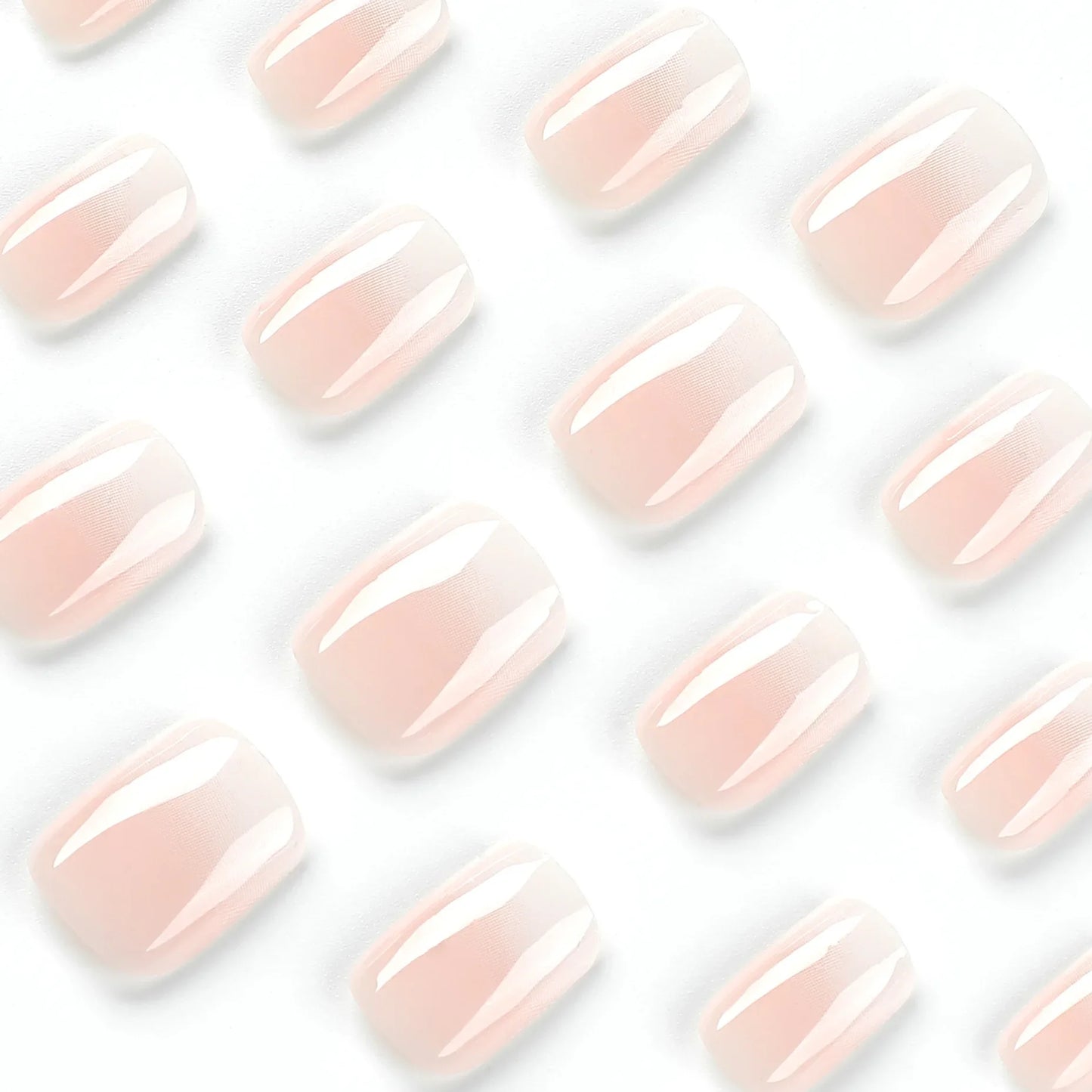 Glossy Press on Nails Set Short Oval Shiny Gradient French Nail Art
