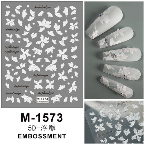 5D Embossed Nail Art Stickers Decals Self-Adhesive Nail Supplies Nail