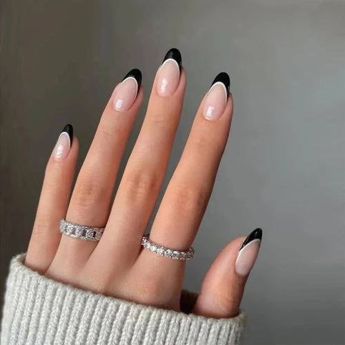24pcs Almond French Press-On Nails – Summer Glitter Style | Glue-On & Stick-On Set