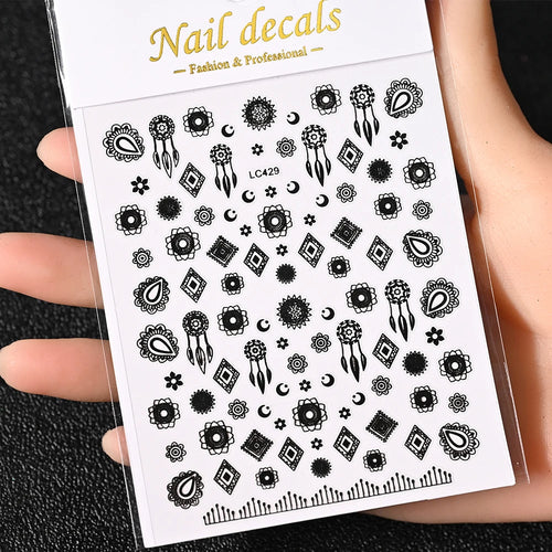 3D Gold Sun, Moon & Star Bronzing Nail Art Sticker – Celestial Design Stickers