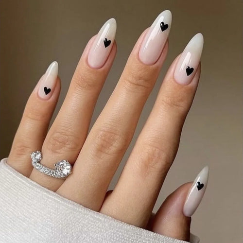 Glossy Press on Nails Set Short Oval Shiny Gradient French Nail Art