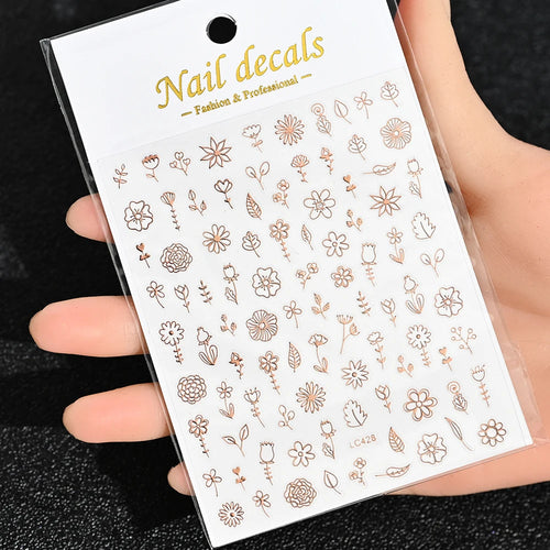 3D Gold Sun, Moon & Star Bronzing Nail Art Sticker – Celestial Design Stickers