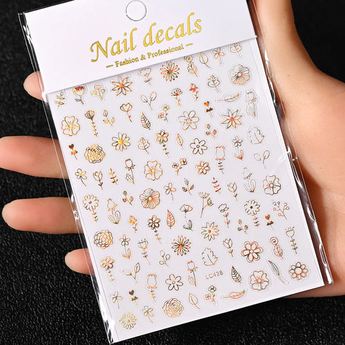 3D Gold Sun, Moon & Star Bronzing Nail Art Sticker – Celestial Design Stickers