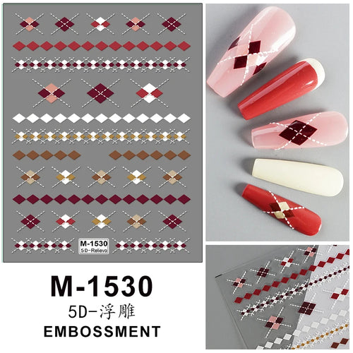 5D Embossed Nail Art Stickers Decals Self-Adhesive Nail Supplies Nail