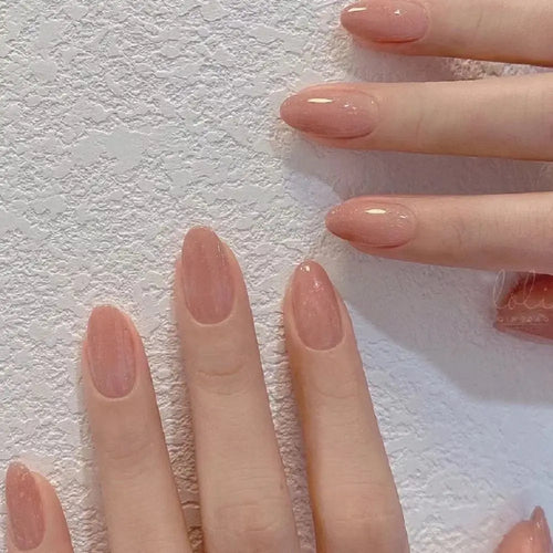 24pcs Almond French Press-On Nails – Summer Glitter Style | Glue-On & Stick-On Set