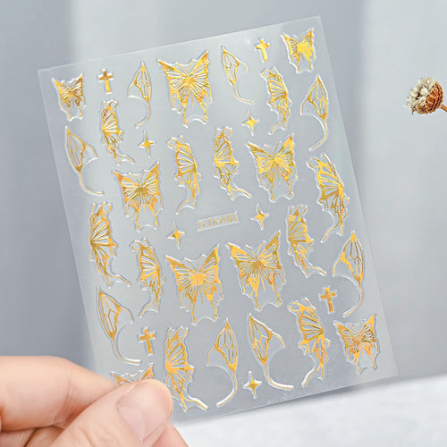 3D Gold Sun, Moon & Star Bronzing Nail Art Sticker – Celestial Design Stickers