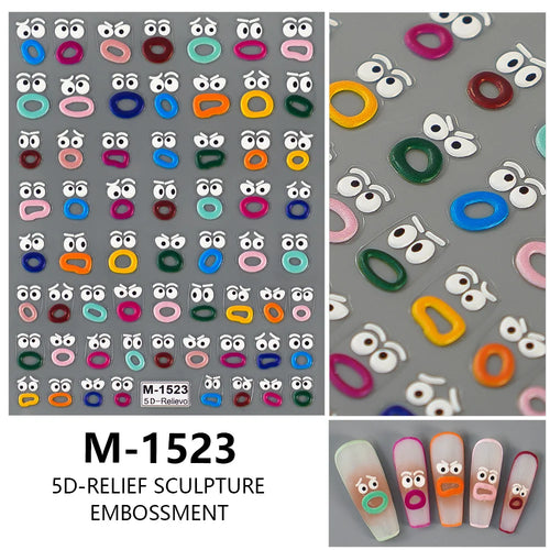 5D Embossed Nail Art Stickers Decals Self-Adhesive Nail Supplies Nail