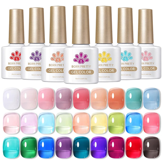 BORN PRETTY Jelly Gel Nail Polish – 10ml Translucent Colors