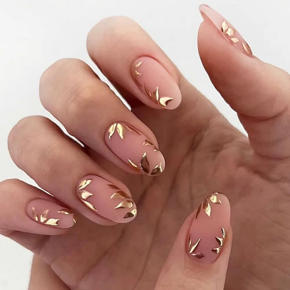 24pcs Almond French Press-On Nails – Summer Glitter Style | Glue-On & Stick-On Set