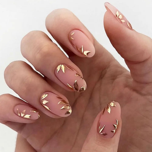 24pcs Almond French Press-On Nails – Summer Glitter Style | Glue-On & Stick-On Set