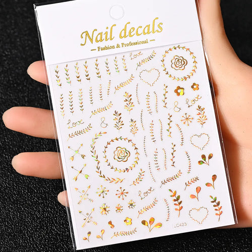 3D Gold Sun, Moon & Star Bronzing Nail Art Sticker – Celestial Design Stickers